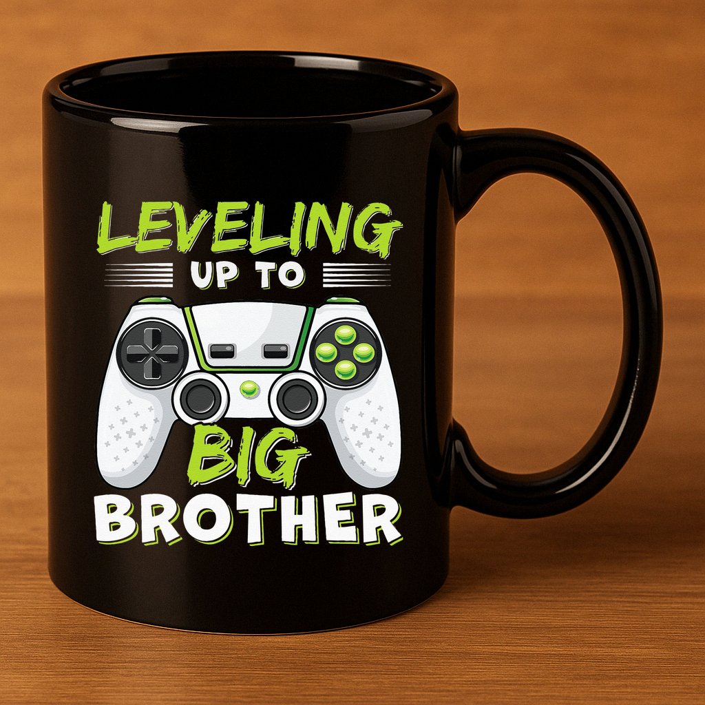 Leveling Up To Big Brother 11oz C Handle Ceramic Mug