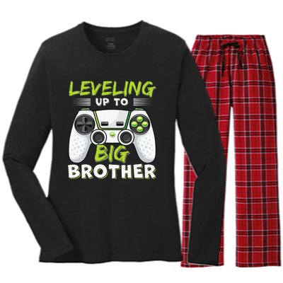 Leveling Up To Big Brother Women's Long Sleeve Flannel Pajama Set 