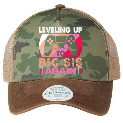 Leveling Up To Big Sis Again Promoted To Big Sister Again Legacy Tie Dye Trucker Hat