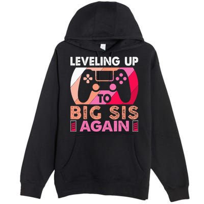 Leveling Up To Big Sis Again Promoted To Big Sister Again Premium Pullover Hoodie