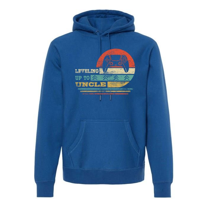 Leveling Up To Uncle Funny New Uncle Vintage Gamer Gift Premium Hoodie