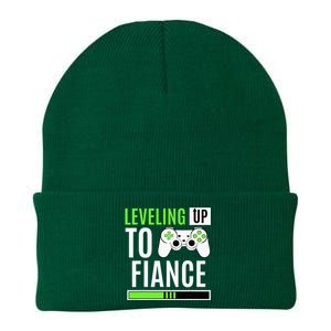 Leveling Up To Fiance Gaming Gender Reveal Announcement Knit Cap Winter Beanie