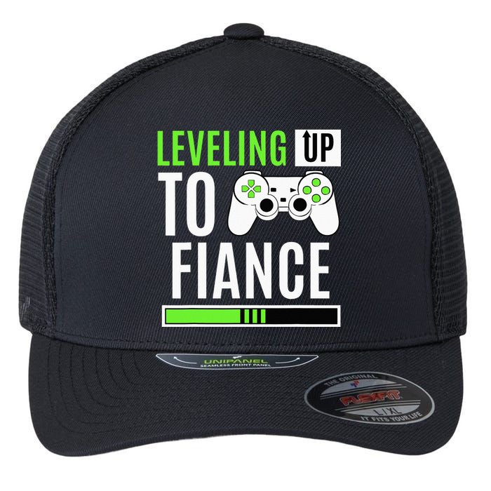 Leveling Up To Fiance Gaming Gender Reveal Announcement Flexfit Unipanel Trucker Cap