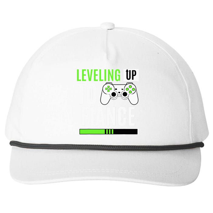 Leveling Up To Fiance Gaming Gender Reveal Announcement Snapback Five-Panel Rope Hat