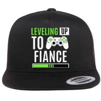 Leveling Up To Fiance Gaming Gender Reveal Announcement Flat Bill Trucker Hat