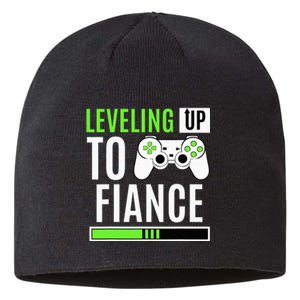 Leveling Up To Fiance Gaming Gender Reveal Announcement Sustainable Beanie