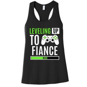 Leveling Up To Fiance Gaming Gender Reveal Announcement Women's Racerback Tank