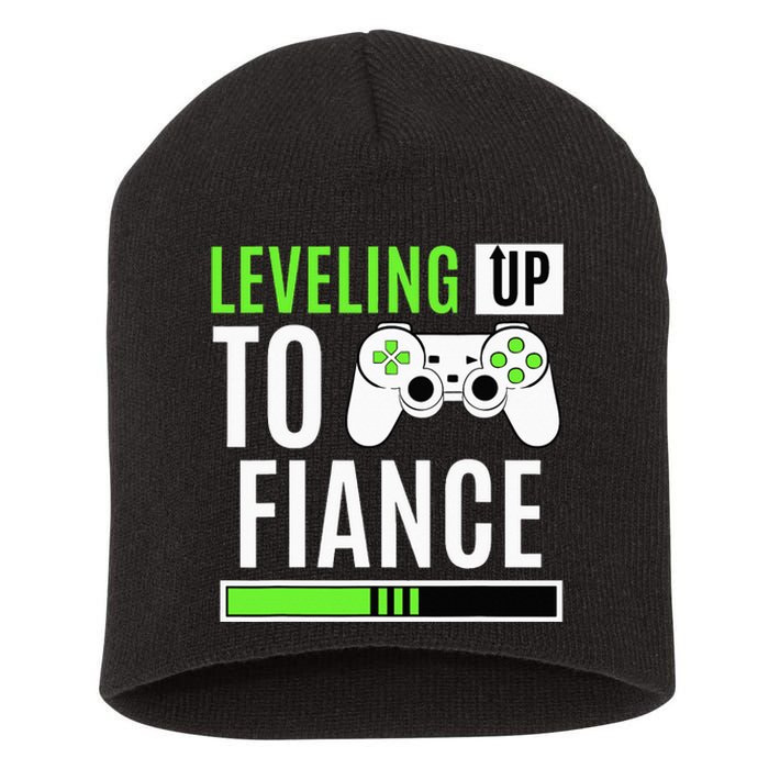 Leveling Up To Fiance Gaming Gender Reveal Announcement Short Acrylic Beanie