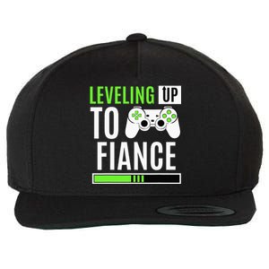 Leveling Up To Fiance Gaming Gender Reveal Announcement Wool Snapback Cap