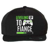 Leveling Up To Fiance Gaming Gender Reveal Announcement Wool Snapback Cap