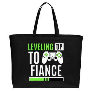 Leveling Up To Fiance Gaming Gender Reveal Announcement Cotton Canvas Jumbo Tote