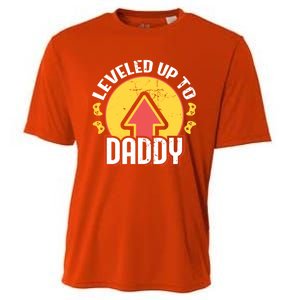 Leveled Up To Daddy Gift Fatherhood Birth Design Meaningful Gift Cooling Performance Crew T-Shirt