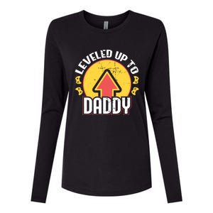 Leveled Up To Daddy Gift Fatherhood Birth Design Meaningful Gift Womens Cotton Relaxed Long Sleeve T-Shirt