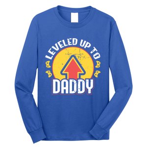 Leveled Up To Daddy Gift Fatherhood Birth Design Meaningful Gift Long Sleeve Shirt