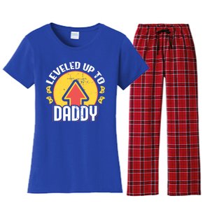 Leveled Up To Daddy Gift Fatherhood Birth Design Meaningful Gift Women's Flannel Pajama Set