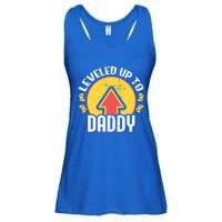 Leveled Up To Daddy Gift Fatherhood Birth Design Meaningful Gift Ladies Essential Flowy Tank