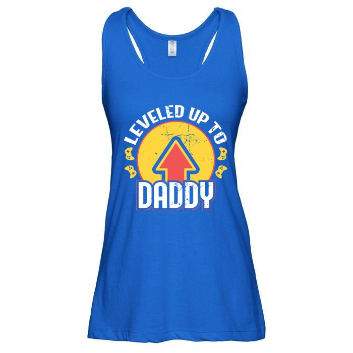 Leveled Up To Daddy Gift Fatherhood Birth Design Meaningful Gift Ladies Essential Flowy Tank