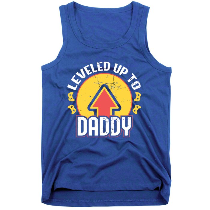 Leveled Up To Daddy Gift Fatherhood Birth Design Meaningful Gift Tank Top