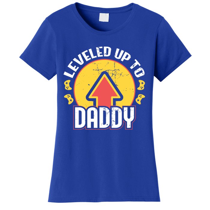 Leveled Up To Daddy Gift Fatherhood Birth Design Meaningful Gift Women's T-Shirt