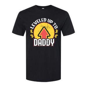 Leveled Up To Daddy Gift Fatherhood Birth Design Meaningful Gift Softstyle CVC T-Shirt