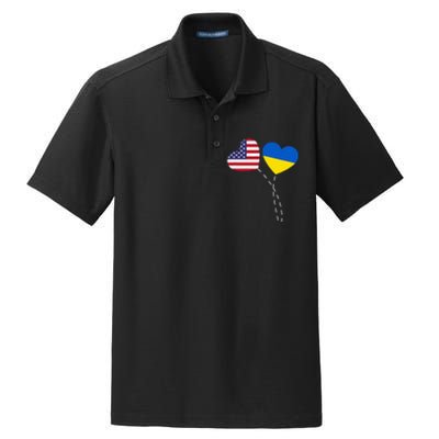 Loving USA Ukraine Flag Heart Ukrainian Americans Love Dry Zone Grid Polo