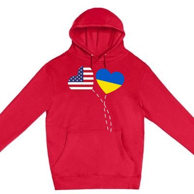 Loving USA Ukraine Flag Heart Ukrainian Americans Love Premium Pullover Hoodie