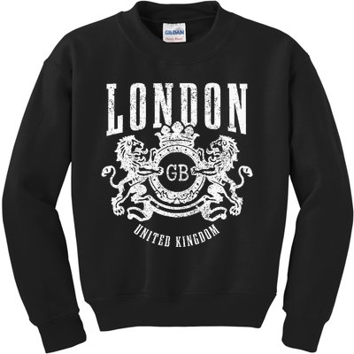 London UK Vintage GB England Great Britain United Kingdom Kids Sweatshirt