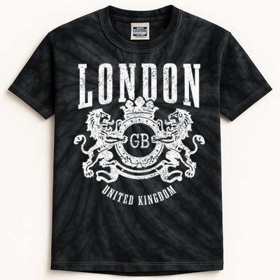 London UK Vintage GB England Great Britain United Kingdom Kids Tie-Dye T-Shirt