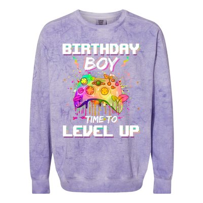 Level Up Video Gamer On My Birthday Party Decorations Cool Gift Colorblast Crewneck Sweatshirt