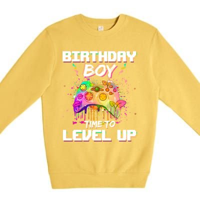 Level Up Video Gamer On My Birthday Party Decorations Cool Gift Premium Crewneck Sweatshirt