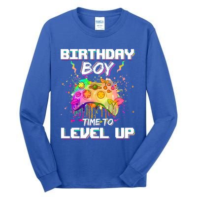 Level Up Video Gamer On My Birthday Party Decorations Cool Gift Tall Long Sleeve T-Shirt