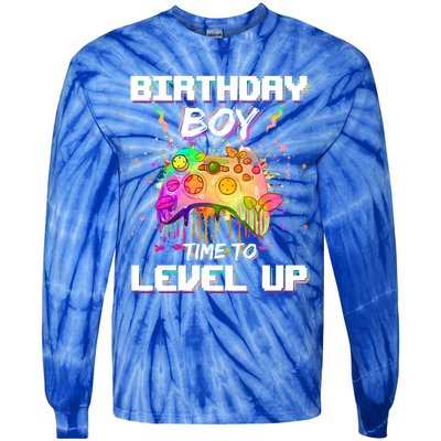 Level Up Video Gamer On My Birthday Party Decorations Cool Gift Tie-Dye Long Sleeve Shirt