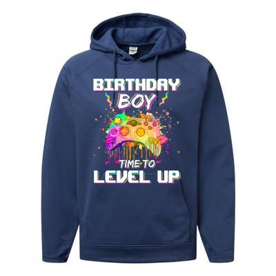 Level Up Video Gamer On My Birthday Party Decorations Cool Gift Performance Fleece Hoodie