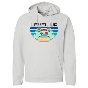 Level Up Video Game Controller Gamer Enthusiast Performance Fleece Hoodie