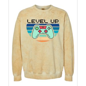 Level Up Video Game Controller Gamer Enthusiast Colorblast Crewneck Sweatshirt