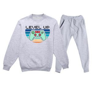 Level Up Video Game Controller Gamer Enthusiast Premium Crewneck Sweatsuit Set