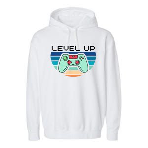 Level Up Video Game Controller Gamer Enthusiast Garment-Dyed Fleece Hoodie