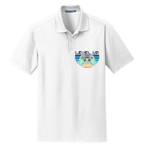 Level Up Video Game Controller Gamer Enthusiast Dry Zone Grid Polo