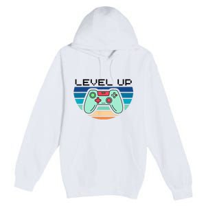 Level Up Video Game Controller Gamer Enthusiast Premium Pullover Hoodie