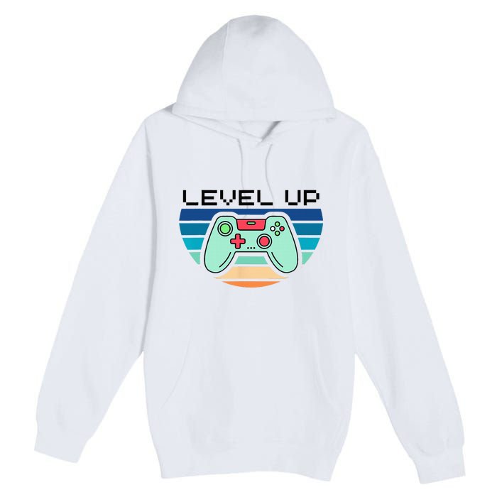 Level Up Video Game Controller Gamer Enthusiast Premium Pullover Hoodie