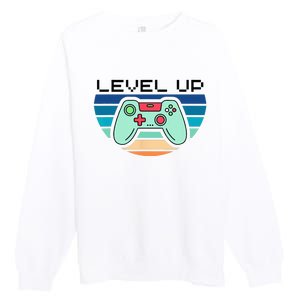 Level Up Video Game Controller Gamer Enthusiast Premium Crewneck Sweatshirt