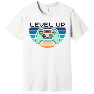 Level Up Video Game Controller Gamer Enthusiast Premium T-Shirt