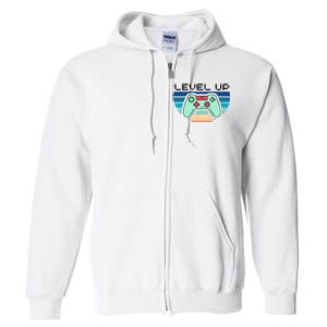 Level Up Video Game Controller Gamer Enthusiast Full Zip Hoodie