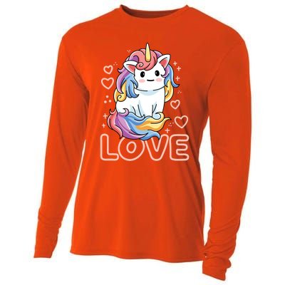 Love Unicorns Valentines Day Love Gift Cooling Performance Long Sleeve Crew