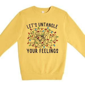 LetS Untangle Your Feelings Christmas Lights Tal Health Gift Premium Crewneck Sweatshirt