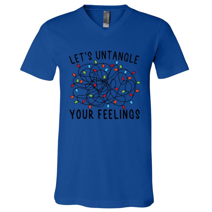 LetS Untangle Your Feelings Christmas Lights Tal Health Gift V-Neck T-Shirt