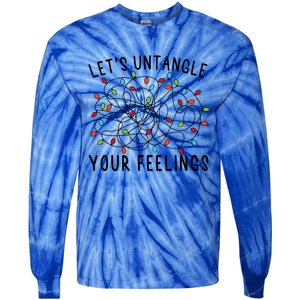 LetS Untangle Your Feelings Christmas Lights Tal Health Gift Tie-Dye Long Sleeve Shirt