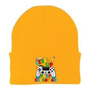 Level Up Your Education Gaming Inspired Teacher Gamers Gift Knit Cap Winter Beanie