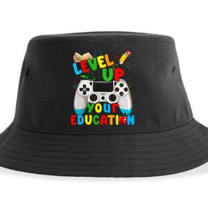 Level Up Your Education Gaming Inspired Teacher Gamers Gift Sustainable Bucket Hat