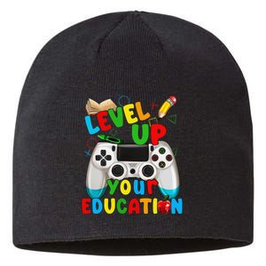 Level Up Your Education Gaming Inspired Teacher Gamers Gift Sustainable Beanie